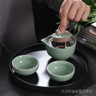 [พร้อมส่ง] Jingdezhen ชุดกาน้ําชาเซรามิค แบบพกพา รวดเร็ว สําหรับครัวเรือน