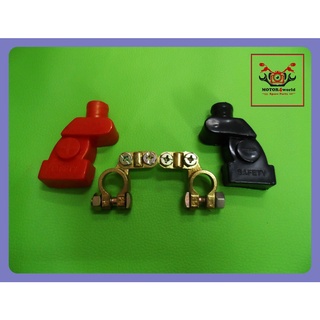 BRASS BATTERRY TERMINAL SET with RUBBER for ALL MODEL / ขั้วแบตเตอรี่ทองเหลือง พร้อมยางหุ้ม ใช้ได้กับรถยนต์ทุกรุ่น