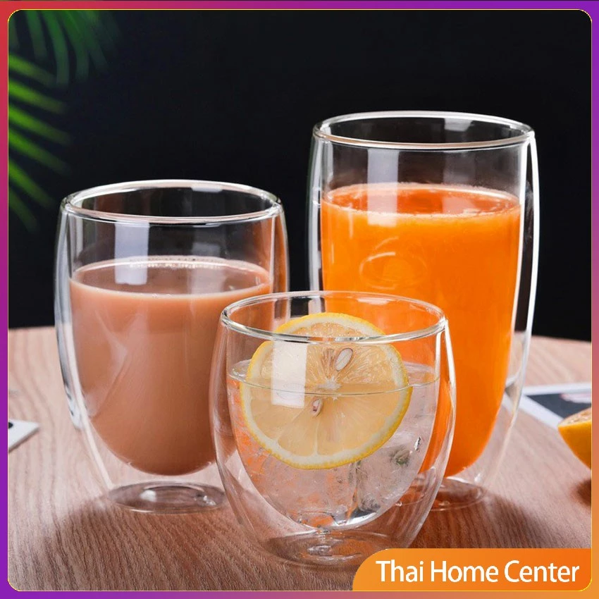 [A665] แก้วกาแฟ สไตล์ ญี่ปุ่น Double-layer glass
