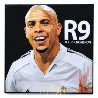 Ronaldo โรนัลโด้ R9 ตำนานกองหน้าทีมชาติ บราซิล Brazil รูปภาพ​ติด​ผนัง​ pop art นักฟุตบอล​ กรอบรูป​​ รูปภาพ แต่งบ้าน