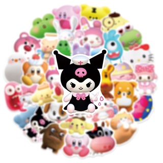 SANRIO สติกเกอร์ ลายการ์ตูน Hello Kitty Kuromi 3D กันน้ํา สําหรับติดตกแต่งรถยนต์ แล็ปท็อป โทรศัพท์ 50 ชิ้น