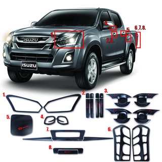 ชุดครอบรอบคัน ชุดครอบแต่ง Set รุ่น อีซูซุ ดีแม็กซ์ ISUZU D-MAX DMAX ปี 2015 - 2018 สีดำด้าน โลโก้แดง 24 ชิ้น