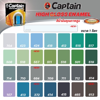 สีน้ำมัน ชุดที่ 2 Captain High Gloss สีเคลือบเงา เหล็ก ไม้ แห้งไว ป้องกันสนิม ขนาด 1 ลิตร สีทาเหล็ก สีทาไม้ สีกันสนิม