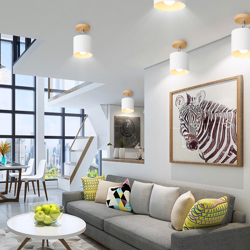 Nordic ห้องนอนโคมไฟเพดานโมเดิร์น Minimalist Creative 180 ° หมุนได้ห้องนั่งเล่นห้องนอนระเบียงระเบียงทางเดินโคมไฟ รูปที่ 4