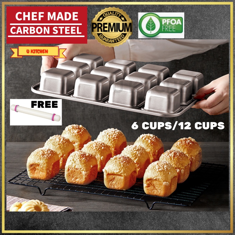 Chefmade Brownie Mould ถาดมัฟฟินไม่ติด 12 หลุม Bakeware Cupcake ถาดกระทะสี่เหลี่ยม/WK9149/WK9650/WK9