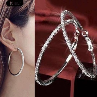 Kiel 1 คู่แฟชั่นพังค์หรู Rhinestone Ear Ear ต่างหู Hoop Dangle