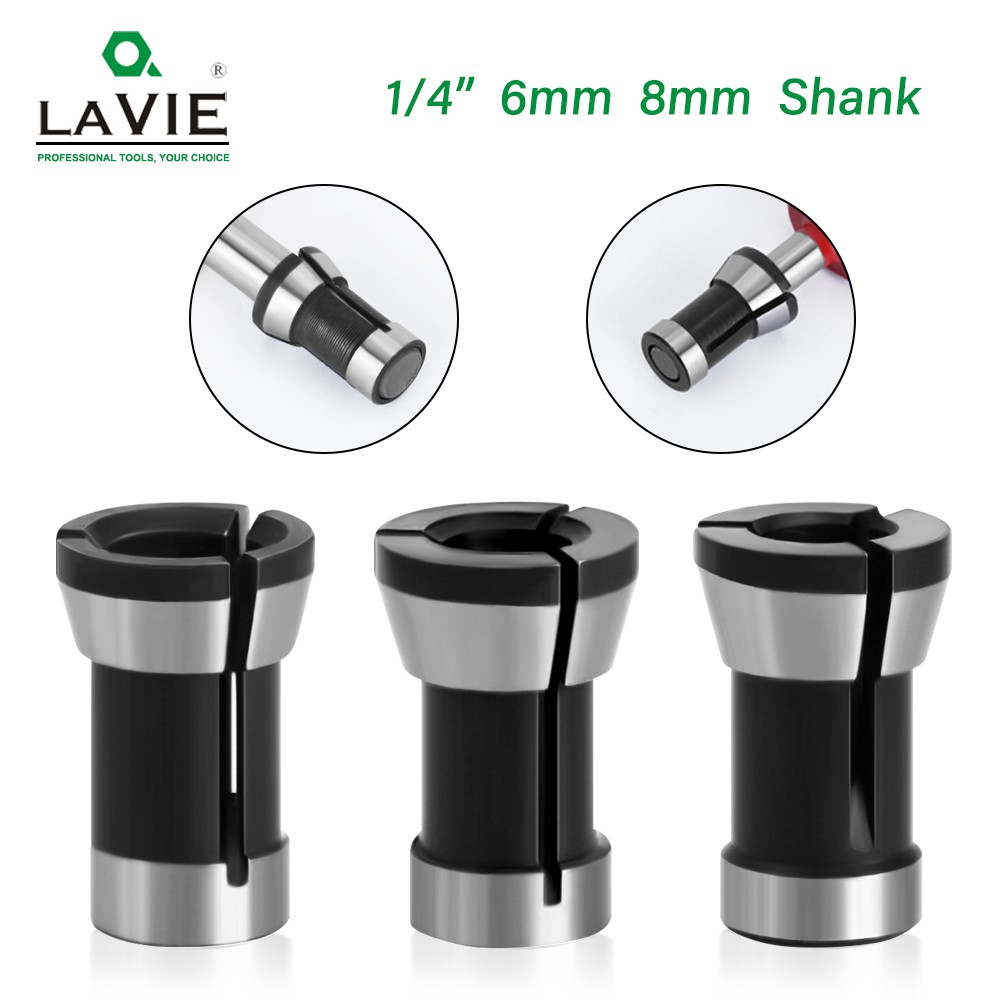 Lavie 1 ชิ้น 3 ชิ้นชุด collets 6.35 มม.8 มม.6 มม.collet chuck แกะสลักเครื่องตัดไฟฟ้า Router Milling เครื่องตัดอุปกรณ์เสริม