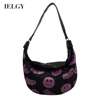 IELGY Womens Large Capacity Casual Saddle Bag Fashion Printing One Shoulder Diagonal Retro Dumpling Bag