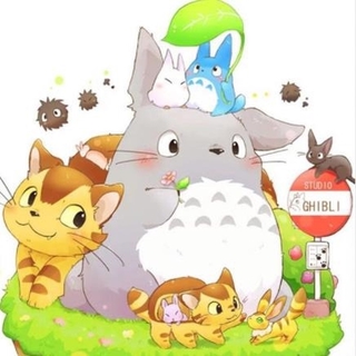 [PM] ภาพการ์ตูน Totoro and Friends 5D DIY แบบปักเพชรจิตรกรรมตกแต่งบ้านขนาด 30X30 ซม.