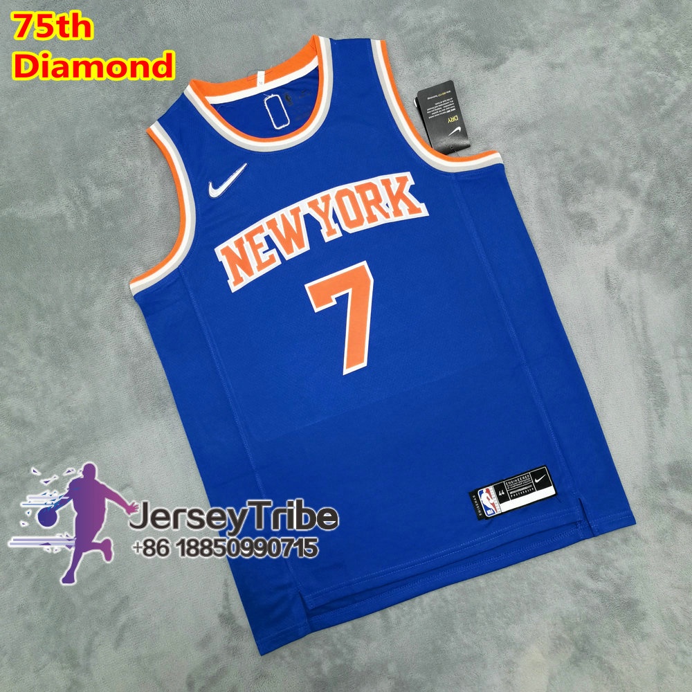 เสื้อกีฬาบาสเก็ตบอล NBA New York Knicks ของแท้ สําหรับผู้ชาย 2021-22 #7 เสื้อกีฬาแขนสั้น ลายทีม Carmelo Anthony City Icon Edition Jerseys Swingman 75Th Anniv สไตล์เรโทร