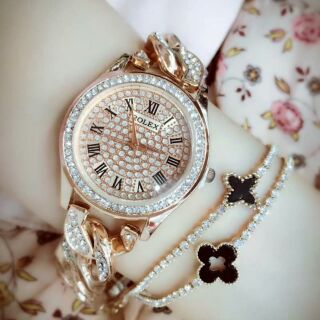 แฟชั่น นาฬิกา สายเลส pink gold