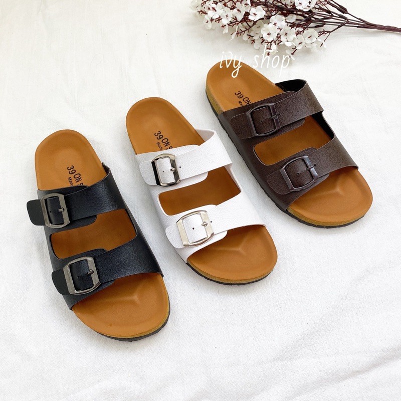 ☢พร้อมส่ง 🔥IVY SHOES รองเท้าไบเก้น พื้นนิ่ม รุ่นเข็มขัด 2 ตอน (ปรับสายได้)ใส่สบาย