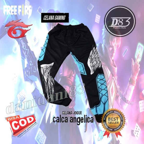 กางเกงจ็อกกิ้ง สีฟ้า สําหรับเด็ก ใส่เล่นเกม Free Fire Calca Angelica