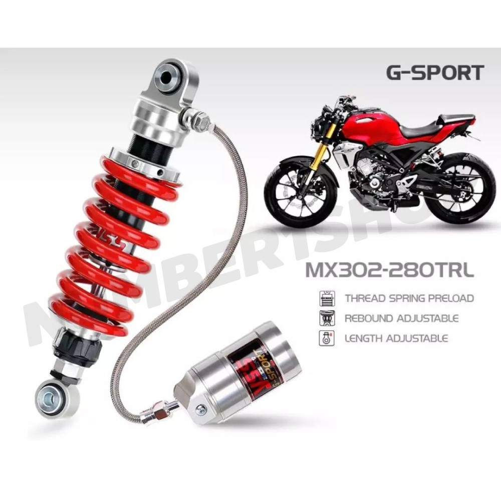 YSS โช๊คหลัง (แก๊ส) G-SPORT สำหรับ CB-150R TOP GRADE สปริงแดง/กระบอกเงิน