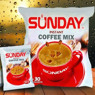 กาแฟซันเดย์ ห่อสีเงิน SUNDAY Instant Coffee Mix 3 in 1 กาแฟ สำเร็จรูป พร้อมชง (แพ็ค 30 ซอง) กาแฟพม่า ยอดนิยม Halal Food