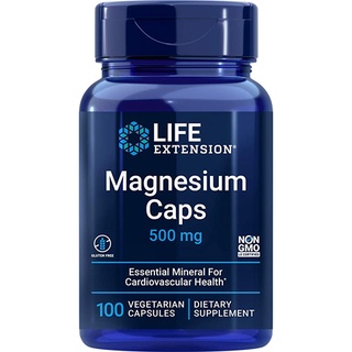 อาหารเสริมบำรุงร่างกาย อาหารเสริมบำรุงกล้ามเนื้อ life extension magnesium caps 500 mg 100 Vegetarian Capsules