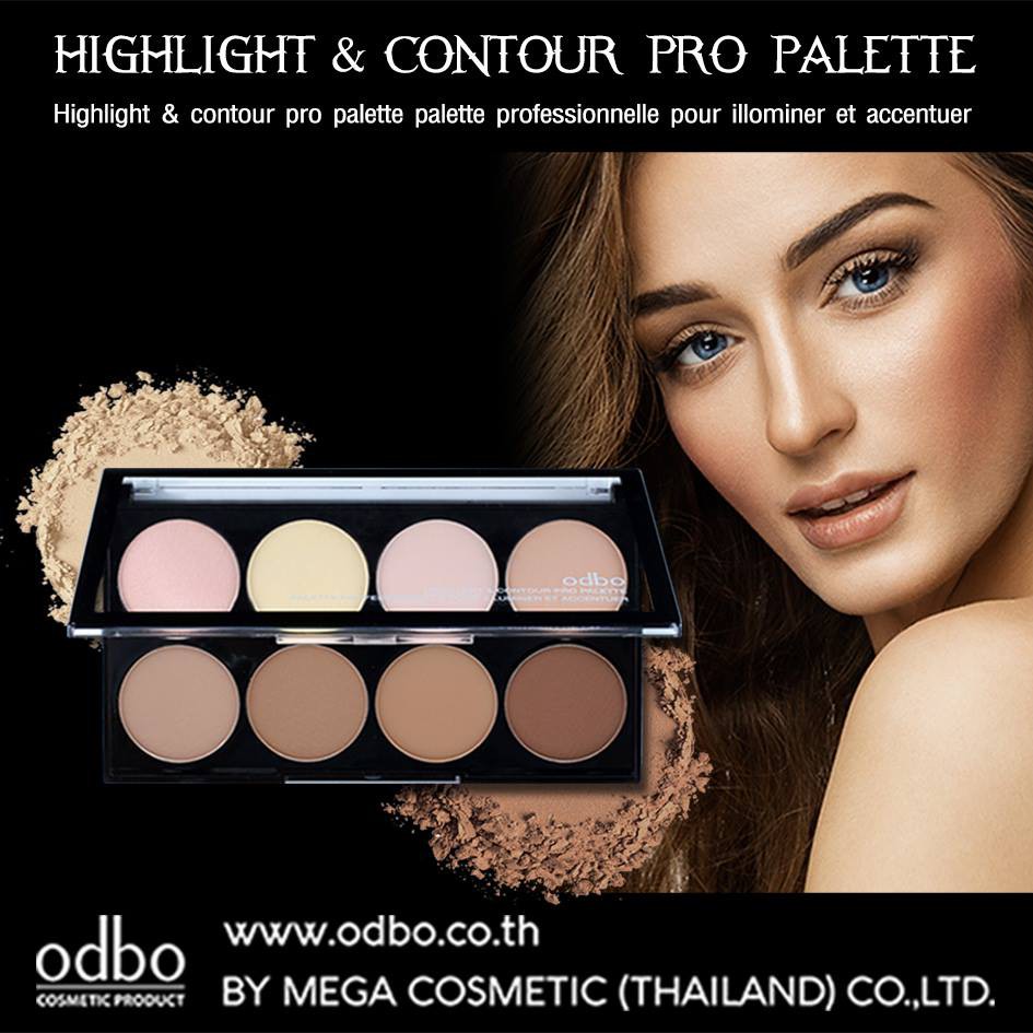 🌟 ไฮไลท์ และ คอนทัวร์ 8เฉดสี ODBO HILIGHT & CONTOUR PRO PALETTE OD138