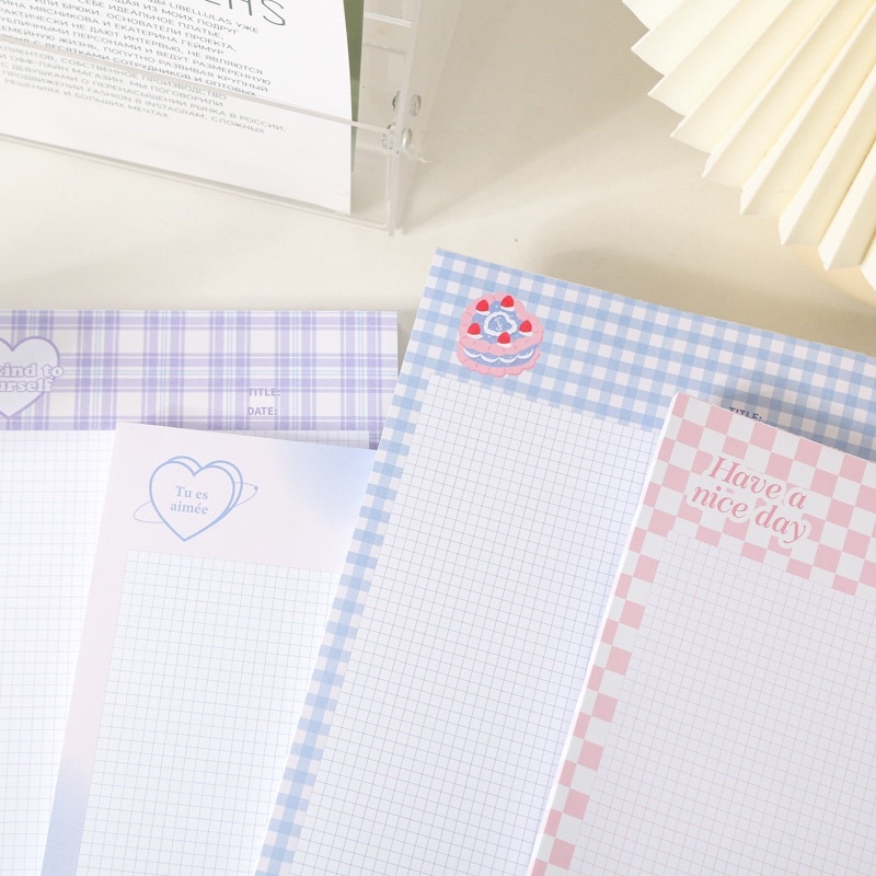 B5 Note Paper Large Format Note Paper 80 แผ่นน่ารัก Pastel Checkered Highteen Style
