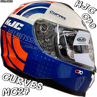 HJC C70 CURVES MC27 [ เต็มใบ ] [ แว่น 2 ชั้น ] [ นวมถอดซักได้ ] [ กิ๊ฟล็อค ]