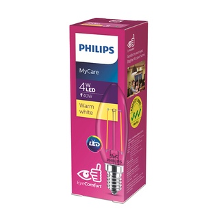 ✨นาทีทอง✨ หลอดไฟ LED ฟีลาเมนต์ 4 วัตต์ Warm White PHILIPS รุ่น CLASSIC4W B35 E14 🚚พิเศษ!!✅