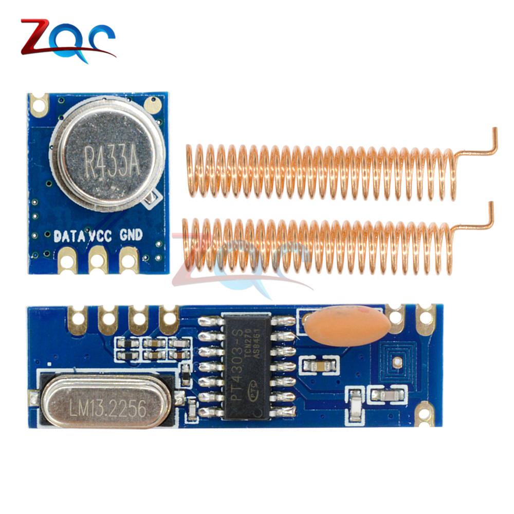 433MHz 100 Meters Wireless Module Kit ASK Transmitter STX882 + ASK Receiver SRX882 + 2Pcs Copper Spring Antenna