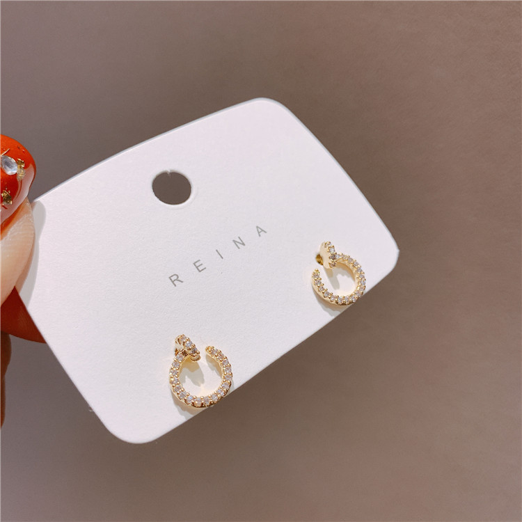 ใหม่ ต่างหูแฟชั่น รูปตัว C ขนาดเล็ก ประดับเพชร เข้ากับทุกการแต่งกาย เครื่องประดับ - รูปที่ 6