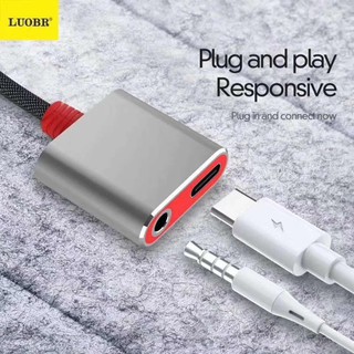 2 in1 อะแดปเตอร์ ตัวแปลงหูฟัง USB Type-C 3.5mm.ชาร์จ และฟังเพลงพร้อมกันได้ ยี่ห้อLuobr รุ่นN11