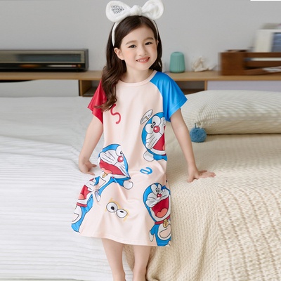 ️Raya Baju Baby Kids Pyjamas Dress Baju tidur girls Cotton Doraemon Frozen Unicorn儿童睡裙