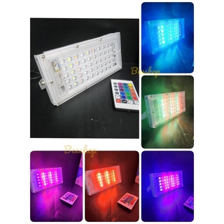 LED DOB FLOOD LIGHT สปอร์ตไลท์สนาม  50 LEDs แสงไฟ RGB ปรับเปลี่ยนสีได้ควบคุมด้วยรีโมท 50 Watts 4500LM กันน้ำกันฝน ประหยั