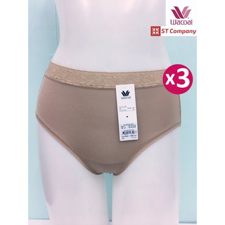 Wacoal Panty กางเกงใน ทรง เต็มตัว ขอบลูกไม้ สีโอวัลติน (OT) (3 ตัว) รุ่น WU4M02 กางเกงในผู้หญิง ผู้หญิง วาโก้ เต็มตัว