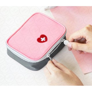 YHL กระเป๋าใส่ยา กล่องใส่ยา กระเป๋ายาสำหรับ จัดระเบียบ Travel First-aid kit , Storage kit , Medical kit (สีชมพู)