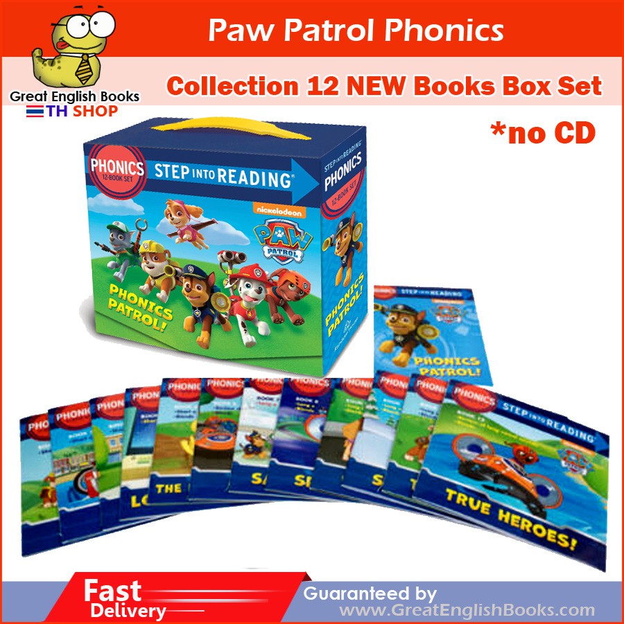 (ใช้โค้ดรับcoinคืน10%ได้)  หนังสือหัดอ่านภาษาอังกฤษเล่มเล็ก PAW PATROL Phonics Collection 12 NEW Books