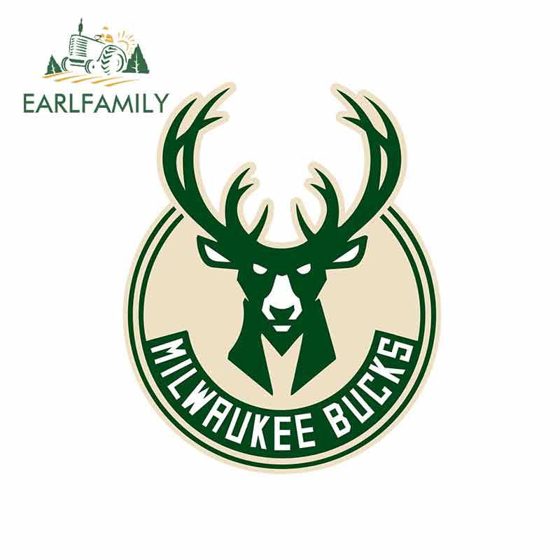 EARLFAMILY 13 ซม.x 10.7 ซม.สําหรับ Milwaukee Bucks การ์ตูน Oem สติกเกอร์รถกันชนรถจักรยานยนต์ไวนิล JD