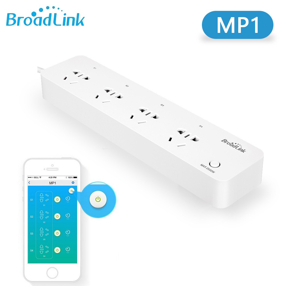 broadlink mp1 wifi smart plug ปลั๊กพ่วง ปลั๊กไฟอัจฉริยะ 4 ช่อง ที่สามารถควบคุมเปิดปิด ตั้งเวลาด้วยสมาทโฟน