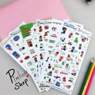พร้อมส่ง[แพ็ค 6แผ่น] สติ๊กเกอร์ น่ารักๆ SET-K My Little Friend เด็กผู้หญิง การ์ตูนเกาหลี สติกเกอร์
