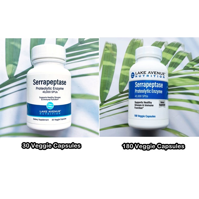 45% Sale!! EXP.10/25 (Lake Avenue Nutrition®) Serrapeptase Proteolytic Enzyme 40,000 SPUs เซอร์ราเปป