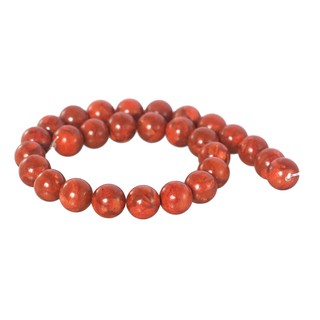 ลูกปัดหินแท้เม็ดกลม หินปะการัง (Coral) 14 mm - (LZ-0338 สีแดง)