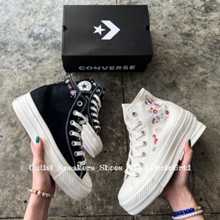 รองเท้า Converse Chuck Taylor All Star Lift Platform Embroidered Floral Hi 🔥SALE🔥 ใส่ได้ทั้ง หญิง ชาย ส่งฟรี