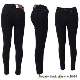 ขาเดฟยีนส์ยืดสีดำผู้หญิง Nobaby skinny Size 28-32 มีไซค์พิเศษ 34-38 ผ้าฟอกล้างน้ำแล้วผ้านิ่มใส่สบายทรงเข้ารูป แบบซิป