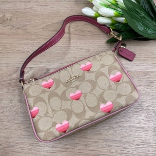 Coach Nolita 19 In Signature Canvas With Stripe Heart Print สีใหม่หายาก