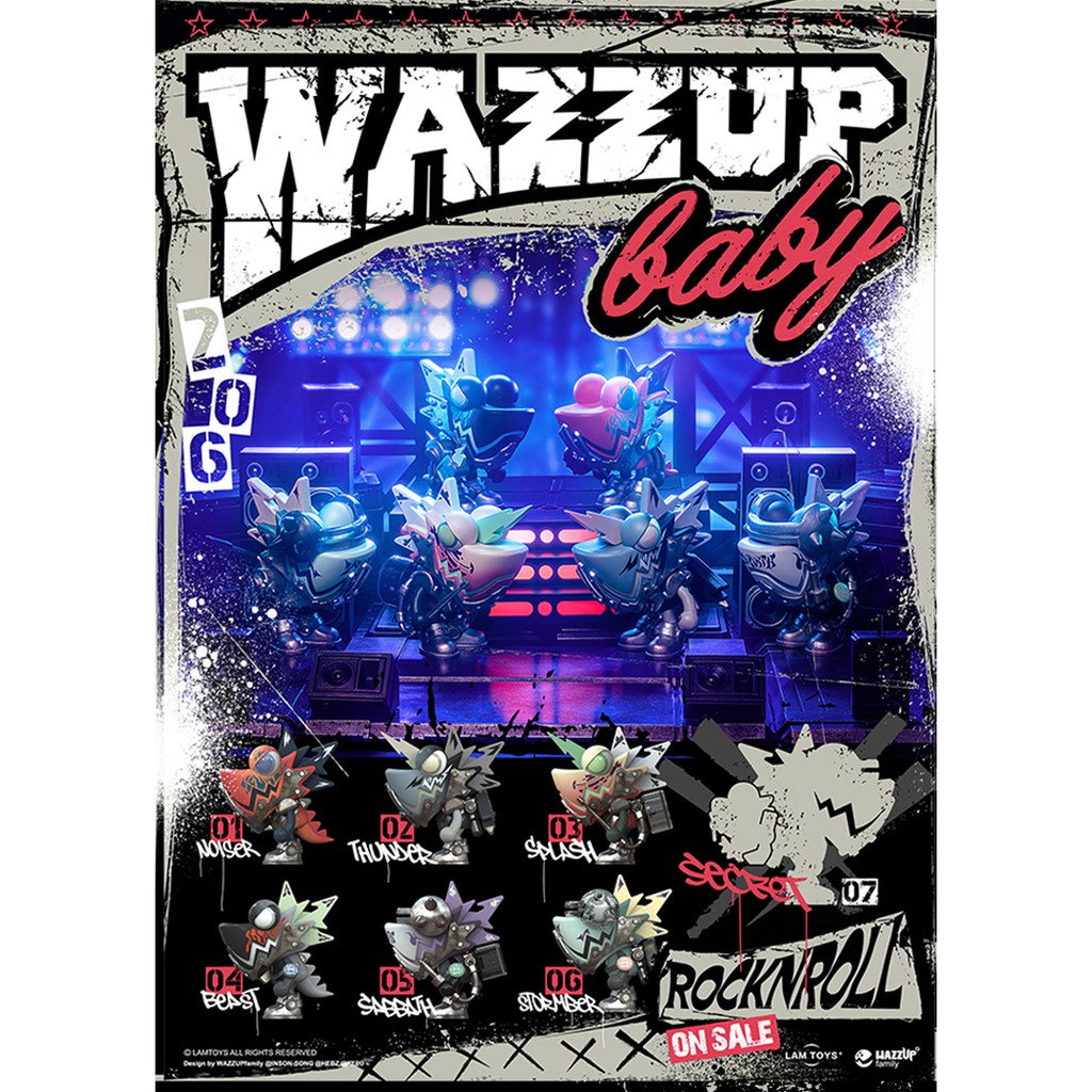 พร้อมส่ง  LAMTOYS Wazzup Baby Chameleon vol.8 Rock n Roll ของสะสม Lam Toys Arttoy Designer Toy Blind