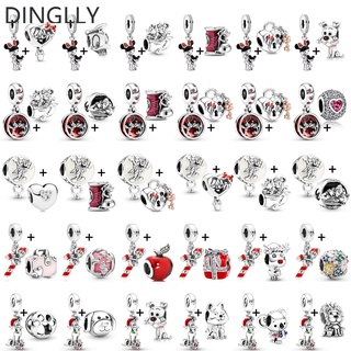 Dinglly จี้ลูกปัด รูปกวางเรนเดียร์ มิกกี้ มินนี่ คริสต์มาส DIY สําหรับทําเครื่องประดับ 2 ชิ้น ต่อล็อต