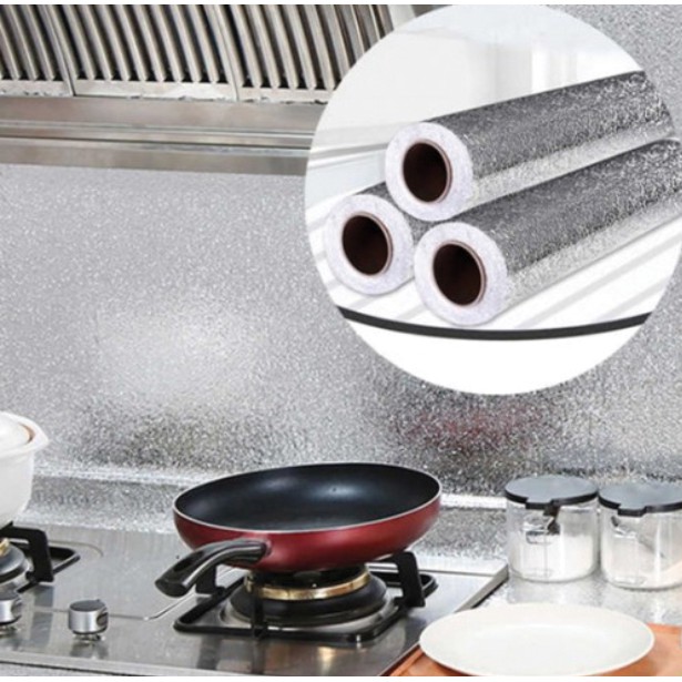 ALUMINIUM FOIL WALLPAPER บ้านครัว SELF ADHESIVE น้ํามันกันน้ํา