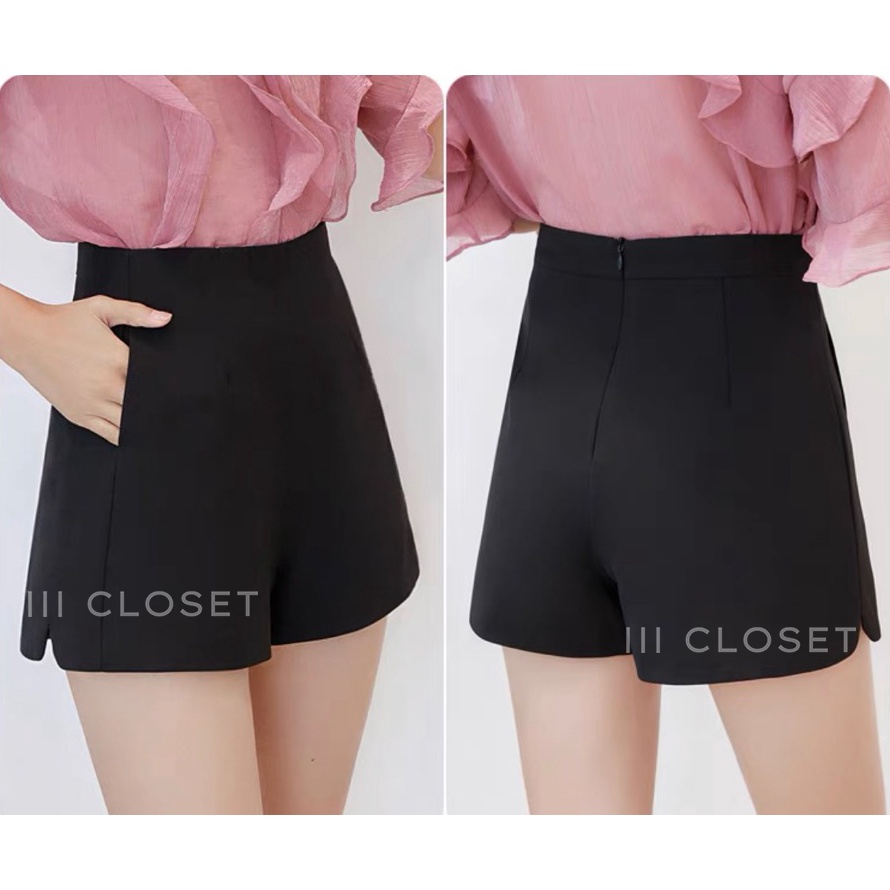 กางเกงขาสั้น lll Size S M L lll PB003 ซิปหลัง กระเป๋าข้าง ขาเว้า เนื้อผ้าบาร์บี้ ทรงสวย