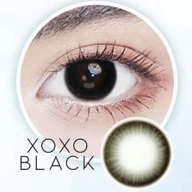 xoxo Black มินิ สีดำ Contact lens คอนแทคเลนส์ ค่าสายตา สายตาสั้น ใส่ไปเรียน Lollipop เท่าตาจริง ฝาเหลือง สุภาพ แฟชั่น