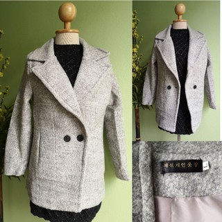 New !!! Gray Wool Coat โค้ทวูลสีเทาคล้ายชาแนล หนาหนัก หรูหรา บุซับในอุ่นๆอย่างดี ทรงญี่ปุ่นๆคาวาอิๆ