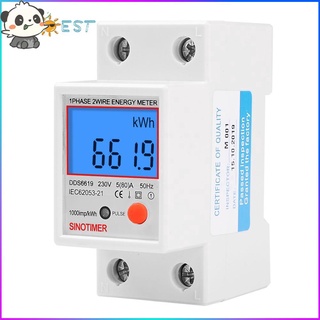 Single Phase Digital LCD Kwh Wattmeter Power Consumption Electric Din Rail