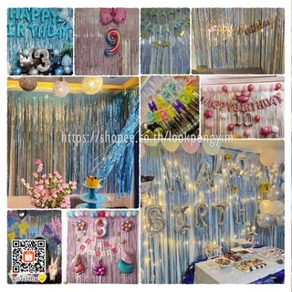 ม่านฟอยล์เลเซอร์ Backdrop ฉากตกแต่งงานปาร์ตี้ ขนาด 1x2 เมตร (มีเทปกาวในตัว)