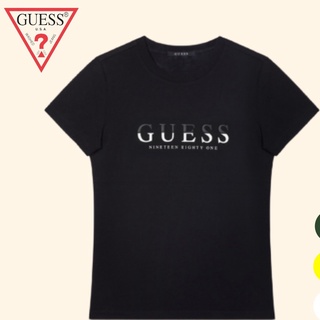 👕✨เสื้อยืดผ้าฝ้ายพรีเมี่ยมเสื้อยืดแขนสั้น ผ้าฝ้าย พิมพ์ลายโลโก้ Guess สวมใส่สบาย สําหรับผู้หญิงS-3XL