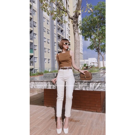 QD007- SM CREAM BAGGY PANTS
